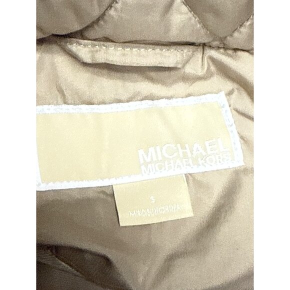 Michael Kors Anorak Women's Coat Quilted Jacket Tan Hooded Zip Size Small - Picture 8 of 13
